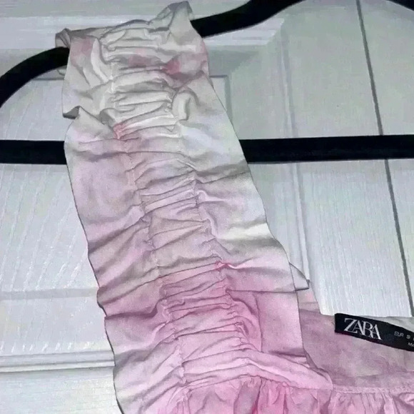 Zara Pink and White Tye dye Top, Size Small - Picture 5 of 7